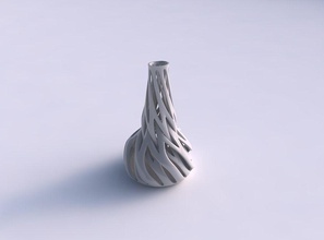 vaso di larghezza inferiore a lunga slim collo intreccio linee contorte ondulate casa il ampia fondo lungo le twisted arredamento 3d print model - Mito3D