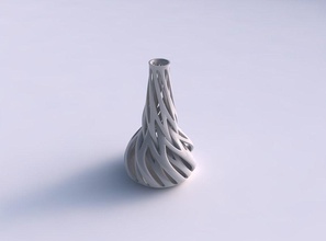 vase wide bottom long slim neck intertwining lines twisted house decor 3d print model - Mito3D