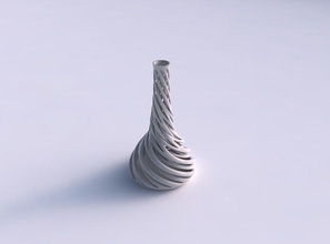 vaso di larghezza inferiore a lunga slim collo intreccio linee molto contorto conico casa il ampia fondo lungo le twisted arredamento 3d print model - Mito3D