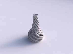 vaso di larghezza inferiore a lunga slim collo intreccio linee molto contorto ondulate casa il ampia fondo lungo le twisted arredamento 3d print model - Mito3D