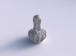 vase wide bottom squeezed mid smooth cuts extruded top eccentric house decor 3d print model - Mito3D