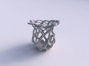 vase wide bulged interlacing lattice extruded lines eccentric house decor 3d print model - Mito3D