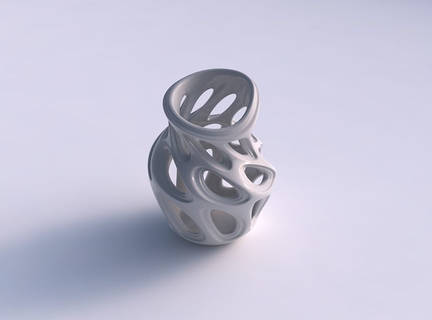 vaso Largo curvado suave chanfrado cortes cafetão up casa decoração 3d print model - Mito3D