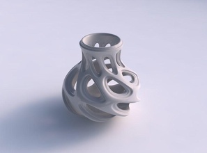 vase breit gebogen glatt abgeschrägt schneidet mitte haus dekor 3d print model - Mito3D