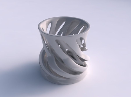 vase wide layered vertical lines twisted tapered 2 house decor 3d print model - Mito3D