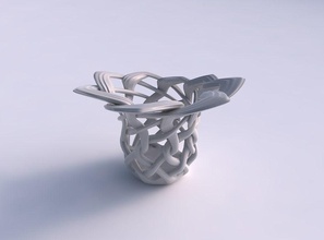 vase wide top part interlacing lattice extruded lines eccentric house decor 3d print model - Mito3D