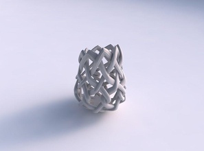 vase wide top part interlacing lattice extruded lines long house decor 3d print model - Mito3D