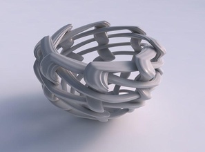 vase wide on interlacing lattice extruded lines twisted squeezed house decor 3d print model - Mito3D
