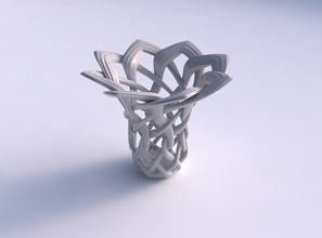 vase breit on interlacing gitter extrudiert linien verbreitert haus dekor 3d print model - Mito3D