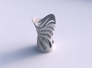 vaso ampio due strati di linee verticali twisted conico ondulate casa il ampia a verticale le arredamento 3d print model - Mito3D