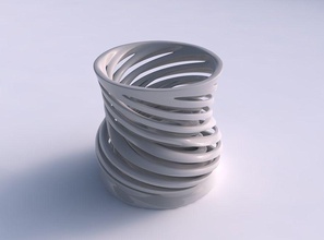 vase wide two layered vertical lines very twisted tapered 2 house decor 3d print model - Mito3D