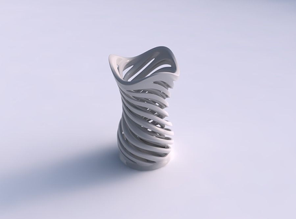 vase widening layered vertical lines twisted tapered 2 wavy house decor 3d print model - Mito3D