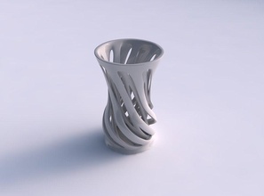 vase widening two layered vertical lines twisted tapered 2 house decor 3d print model - Mito3D
