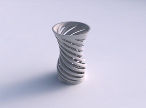 vase widening two layered vertical lines very twisted tapered 2 house decor 3d print model - Mito3D