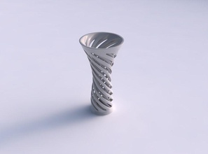 vase widening two layered vertical lines very twisted tapered house decor 3d print model - Mito3D