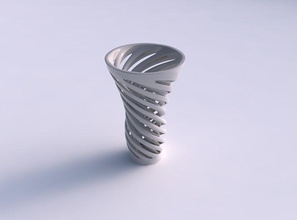 vase widening two layered vertical lines very twisted house decor 3d print model - Mito3D