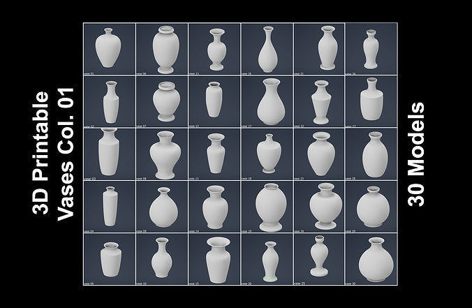 vases collection 01 30 modèles vase pot 3d impression décoration intérieur conception fleur articles ménagers décoratif bol décor maison 3dprint 3D print model - Mito3D
