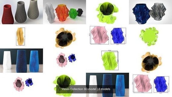 Vasen Sammlung 3d Modell Vase Schüssel Dekor Haus Innere Design Dekoration Haushaltswaren Topf zeitgenössisch geometrisch Pflanze Blume Kochen Backen bilden Flasche druckbar 3d print model - Mito3D