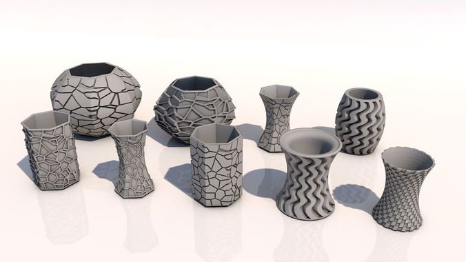 villaggio 3d Stampa collezione pacco vaso voronoi scacchi decorativo stampabile Casa arredamento 3D print model - Mito3D