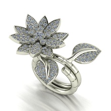 vc l anel jóias lotus diamante ouro flor anéis 3d print model - Mito3D