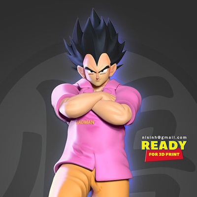 vegeta uomo cattivo ragazzo anime manga 3dprint statua figura scultura figurina 3dprinting arte sculture 3d print model - Mito3D