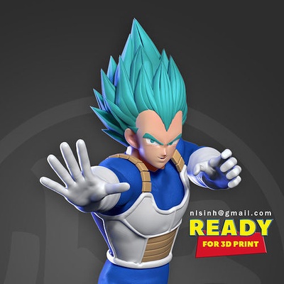 vegeta pronto to combattimento sfera drago db anime carattere manga 3dprint statua figura scultura 3dprinting cartone animato saiya arte sculture 3d print model - Mito3D