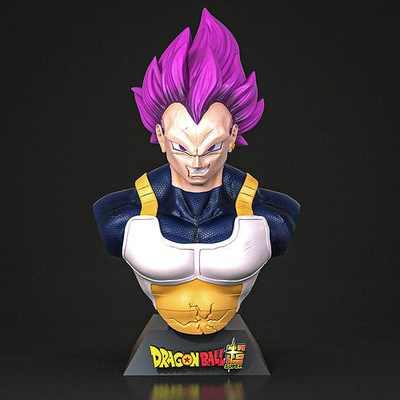 vegeta mega instinto bust 3d dragonball master roshi goku kakaroto gohan goten trunks stl print art sculptures 3d print model - Mito3D