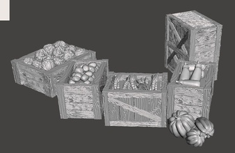 vegetales mercado 28mm dnd pionero frostgrave paisaje terreno accesorios rpg medieval fantasía caja comida juegos juguetes juego 3d print model - Mito3D