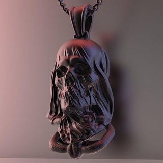 voile godille pendentif bijoux or argent crâne art sculpteur zbrush imprimable 3d pendentifs 3d print model - Mito3D