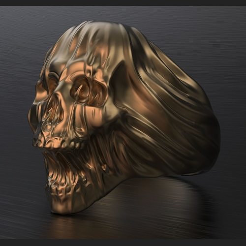 veil skull ring gold jewelry silver art sculpt rings 3D print model - Mito3D