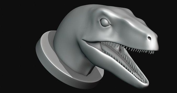 Velociraptor Kopf 3d Modell druckbar drucken Dinosaurier Kunst Skulpturen 3d print model - Mito3D