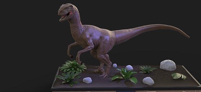 velociraptor jurassik parc estatueta 3dmodel impressão colecionáveis dinossauro arte esculturas 3d print model - Mito3D