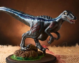 velociraptor stalking pose jurassic park dinosaur impression texture skin claws ferocious games toys 3d print model - Mito3D