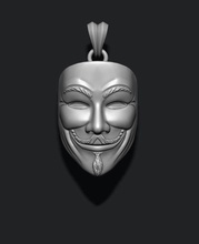 vendetta anonymous pendant face facemask freedom gold jewel jewellery jewelry mask protest silver v vendeta zbrush necklace pendants 3d print model - Mito3D