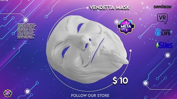 vendetta maske 3d drucken modell kerl fawkes anonym gesicht halloween symbol porträt protest hacker anti korruption revolution freiheit charakter miniaturen figuren spiele spielzeuge tafel 3D print model - Mito3D