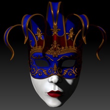 veneziano mascarar 3d imprimível modelo carnaval veneza mascarada arlequim decoração arte 3d print model - Mito3D