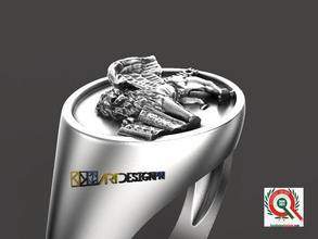ring venedig geflügelt löwe anello leone artdesignpn juwelen druckbar 3dmodel 3d drucken modell schmuck ringe 3d print model - Mito3D