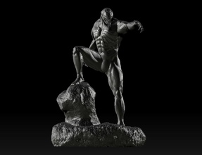 veneno estátua of aranha homem on rocha maravilha aranha preto jogos brinquedos 3d print model - Mito3D
