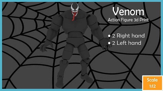 venom action figure toy games toys character cartoon art game anime 3dprint actionfigure marvel spiderman spider man movie black diy 3d print model - Mito3D