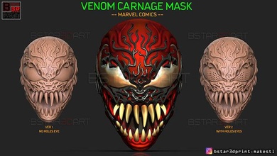 venin carnage masque 2021 merveille bandes dessinées cosplay homme araignée casque costume film visage tête jouets halloween jeux 3d print model - Mito3D