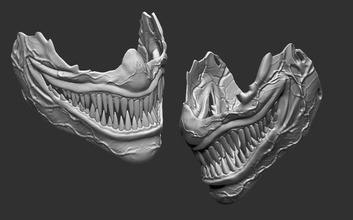 venom inspired mask teeth jaw horror marvel spiderman fun facemask scifi fiction smile face covid covid19 art 3d print model - Mito3D