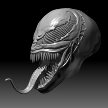 veneno máscara 3d imprimible modelo disfraz negro maravilla dientes casco lengua extraterrestre cosplay víspera santos pasatiempo bricolaje diy película 3d print model - Mito3D