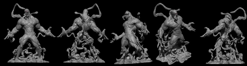 venom sculpt comic villan monster sci fi art sculptures 3d print model - Mito3D