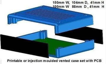 vented printable or injection moldable case in 2 sizes storage box electronics computer housing hobby diy 3d print model - Mito3D