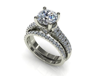 verragio doble pavimentar Boda anillo joya compromiso joyería diamante plata oro enganchar Moda libra esterlina colgante pendiente collar belleza pendientes colgantes anillos 3d print model - Mito3D