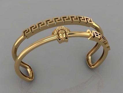 versace bracelet gild handcuf cuf medusa gold printable diamond jewelry rings silver fashion hiphop ring bracelets 3d print model - Mito3D