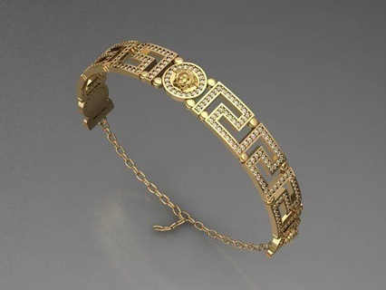 Versace bracelet braclate or argent gemme fantaisie personnage militaire diamant niloufarmirshahidi niloufar mishahidi bijoux Jeu bracelets arme Humain médiéval 3d print model - Mito3D