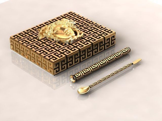 versace cocaine box-orginal desgin versac box orginal gold silver jewelry 3D print model - Mito3D