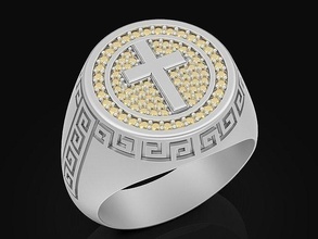 versace cross man ring sculpture jewelry silver gold print 3d printable sterling fashion beauty rings jewellery jewel 3d print model - Mito3D