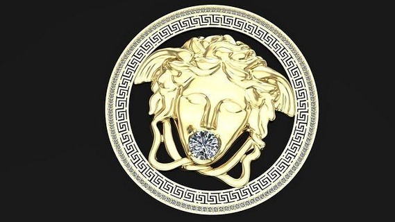 Versace elmas kolye 3d model lüks altın gümüş takı moda yazdırılabilir elmaslar medusa Gorgon insan Kadın versacelog 3d print model - Mito3D